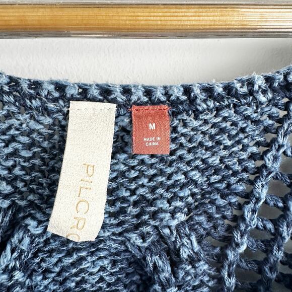 Pilcro Cable Knit Sweater Size Medium Sailor Blue - Picture 3 of 4